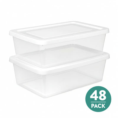 Sterilite 12Qt Storage Box, Stackable Plastic Container, Home Organizer, 48 Pack - VMInnovations