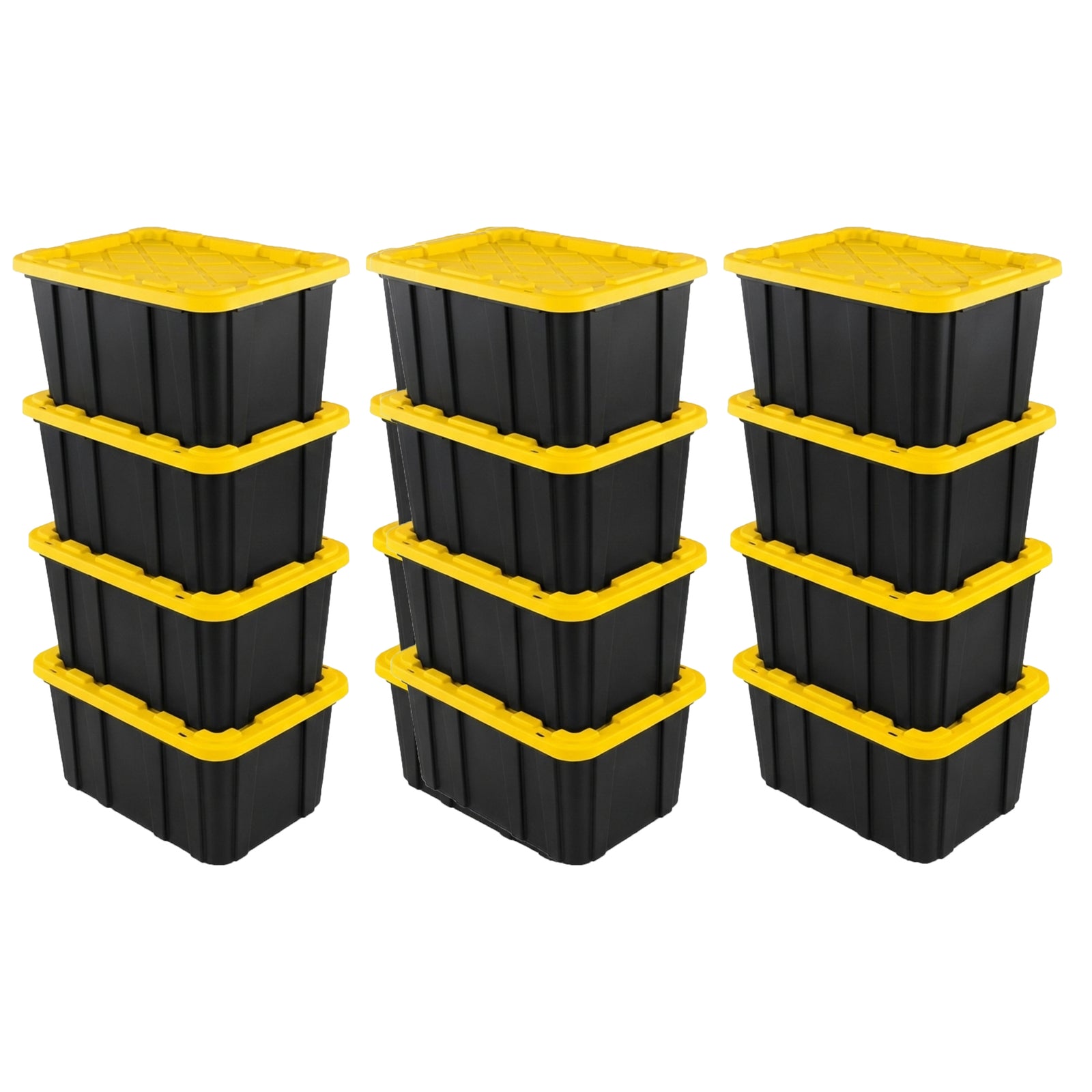 Sterilite 27 Gallon Industrial Stackable Storage Tote Lidded Containers, 12 Pack - VMInnovations