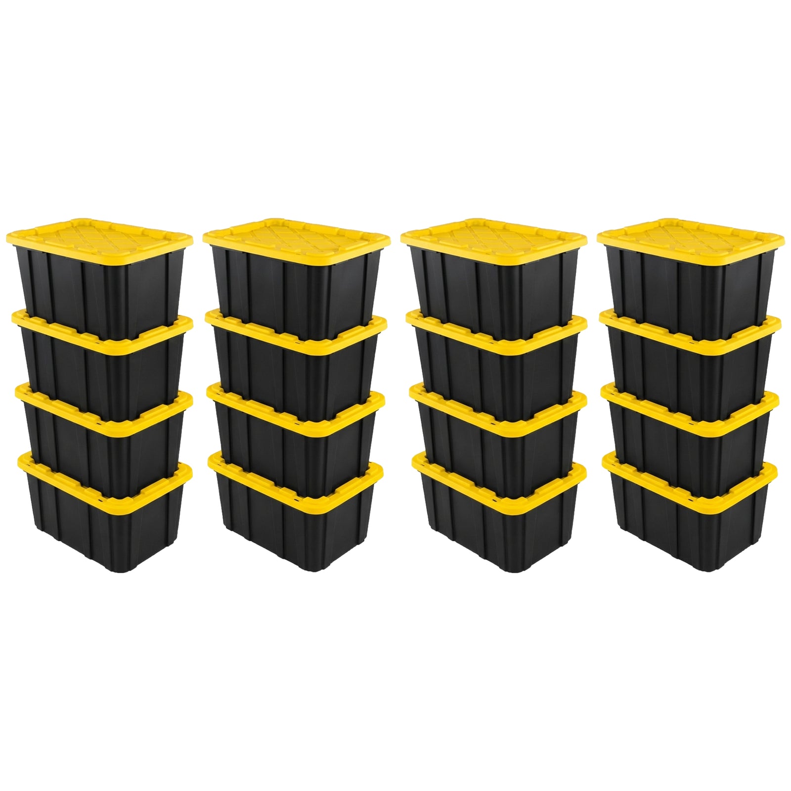 Sterilite 27 Gallon Industrial Stackable Storage Tote Lidded Containers, 16 Pack - VMInnovations