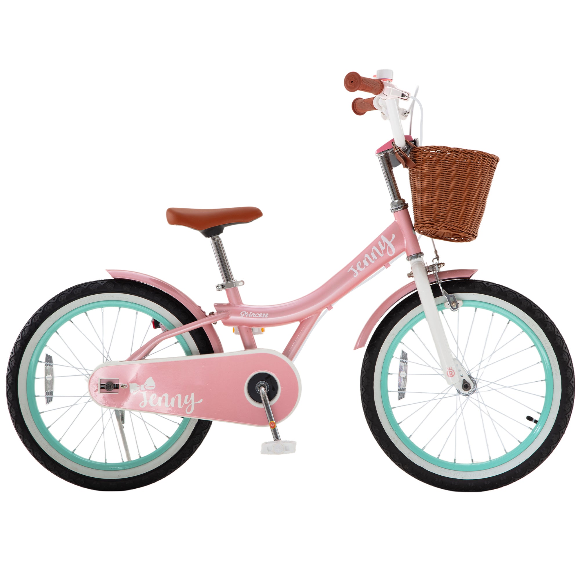 RoyalBaby Princess Girl Kid Outdoor Bicycle 18" with Kickstand, Jenny/Pink-Mint - VMInnovations