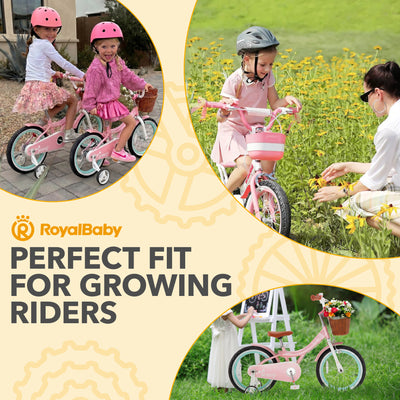RoyalBaby Princess Girl Bike 16" w/ Training Wheels & Kickstand, Jenny/Pink-Mint - VMInnovations