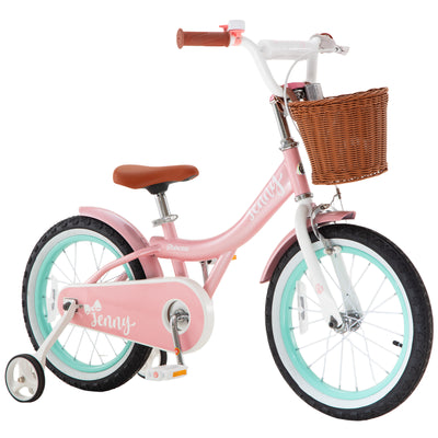 RoyalBaby Princess Girl Kids Bicycle 14" with Training Wheels, Jenny/Pink-Mint - VMInnovations