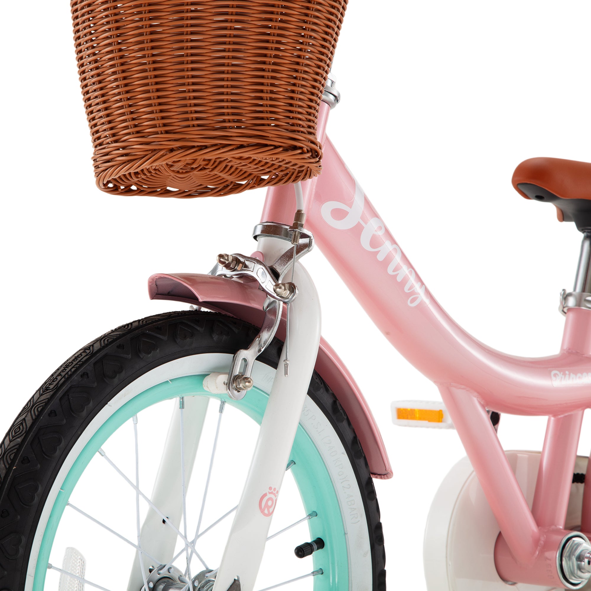 RoyalBaby Princess Girl Kids Bicycle 14" with Training Wheels, Jenny/Pink-Mint - VMInnovations
