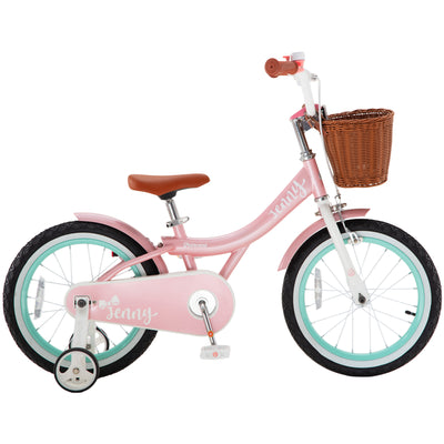 RoyalBaby Princess Girl Kids Bicycle 14" with Training Wheels, Jenny/Pink-Mint - VMInnovations