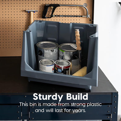 IRIS USA Open Front Storage Bins, Heavy Duty Stackable Bins, 3 Pack, (Used)