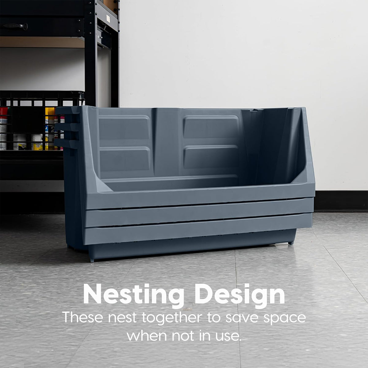 IRIS USA Open Front Storage Bins, Heavy Duty Stackable Bins, 3 Pack (Open Box) - VMInnovations