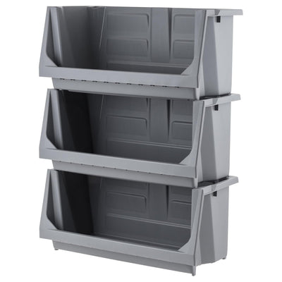 IRIS USA Open Front Storage Bins, Heavy Duty Stackable Bins, 3 Pack, (Used)