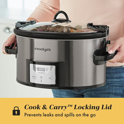 Crock-Pot 6-Qt Slow Cooker w/MyTime Technology, Stainless Steel (Open Box)