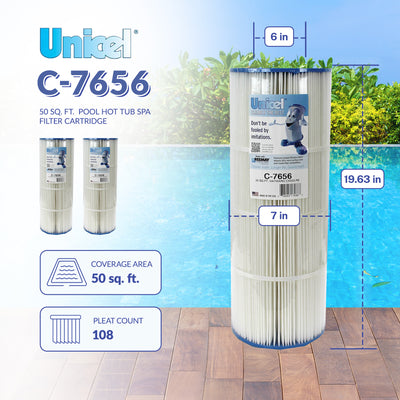 Unicel C-7656 Replacement 50 Sq Ft Pool Hot Tub Spa Filter Cartridge, 108 Pleats - VMInnovations