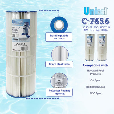 Unicel C-7656 Replacement 50 Sq Ft Pool Hot Tub Spa Filter Cartridge, 108 Pleats