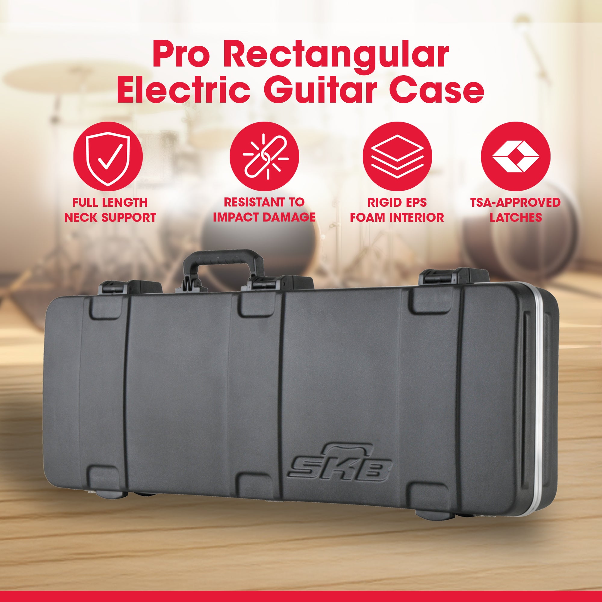 SKB Cases 1SKB-66PRO Pro Rectangular Electric Guitar Case with ABS Hard Shell - VMInnovations