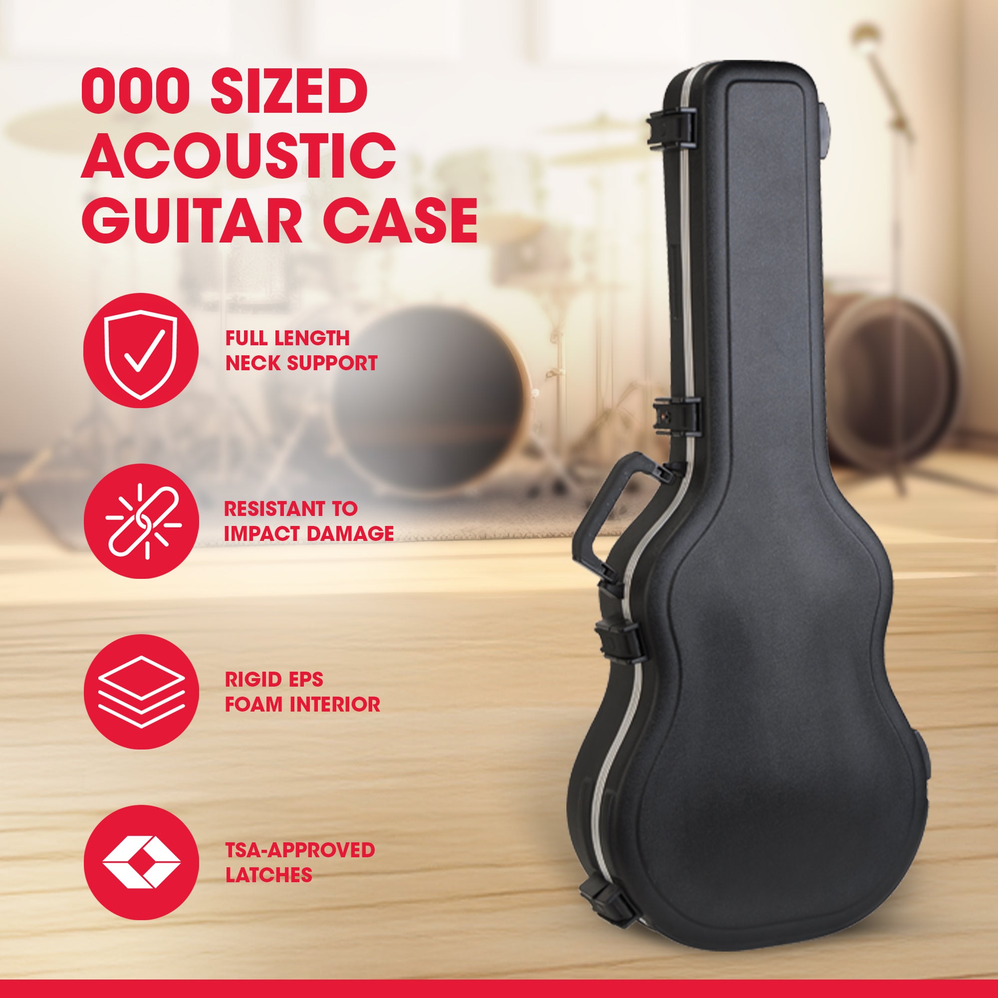 SKB Hardshell Travel Guitar Case for Martin 000 Acoustic Guitars with TSA Latch - VMInnovations