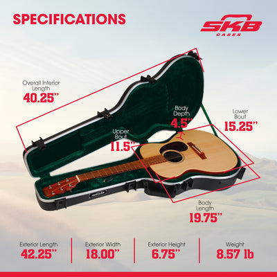 SKB Hardshell Travel Guitar Case for Martin 000 Acoustic Guitars with TSA Latch - VMInnovations