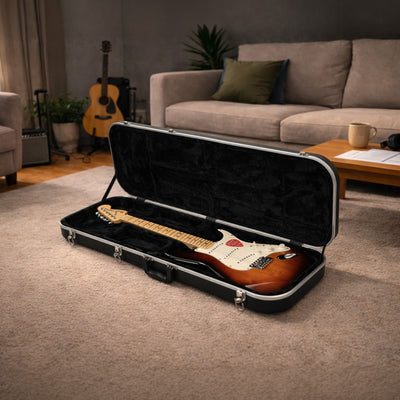 SKB Hardshell Rectangular Travel Case for Electric Guitars with Latches, Black - VMInnovations