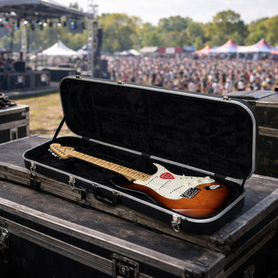SKB Hardshell Rectangular Travel Case for Electric Guitars with Latches, Black - VMInnovations
