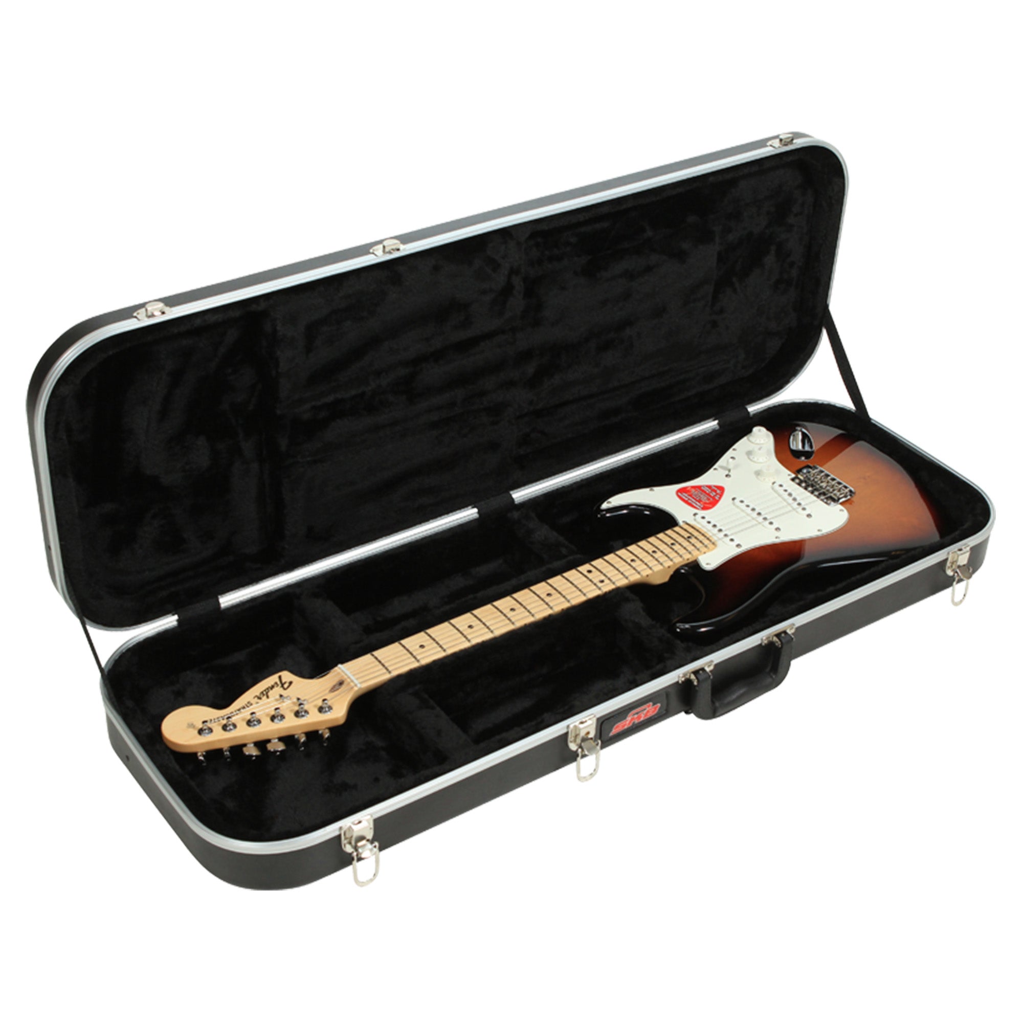 SKB Hardshell Rectangular Travel Case for Electric Guitars with Latches, Black - VMInnovations