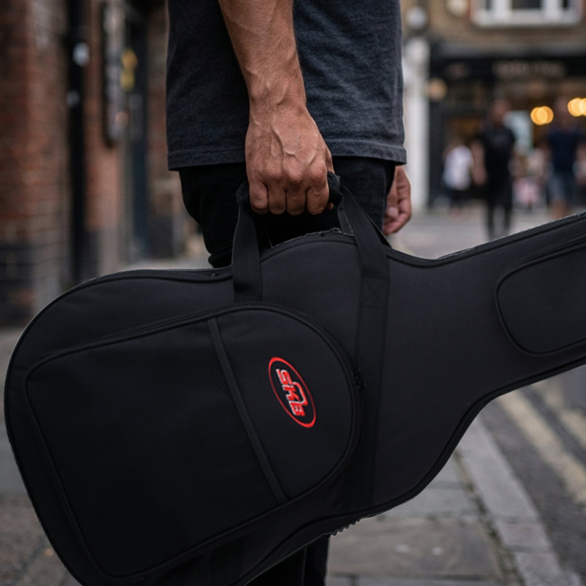 SKB Soft Case Travel Guitar Case for Dreadnought Acoustic Style Guitars, Black - VMInnovations