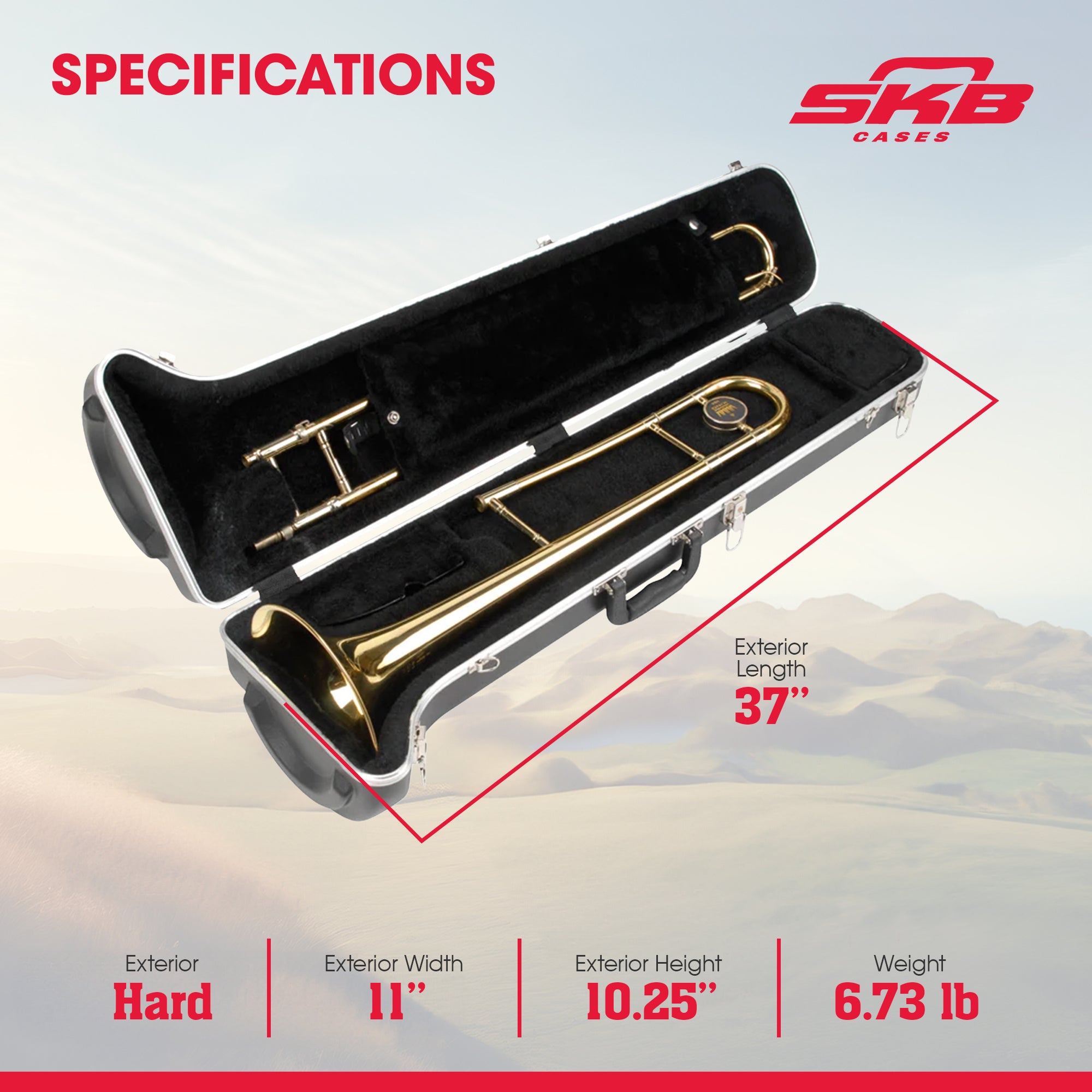 SKB Hardshell Travel Instrument Case for Small Bore Straight Tenor Trombones - VMInnovations