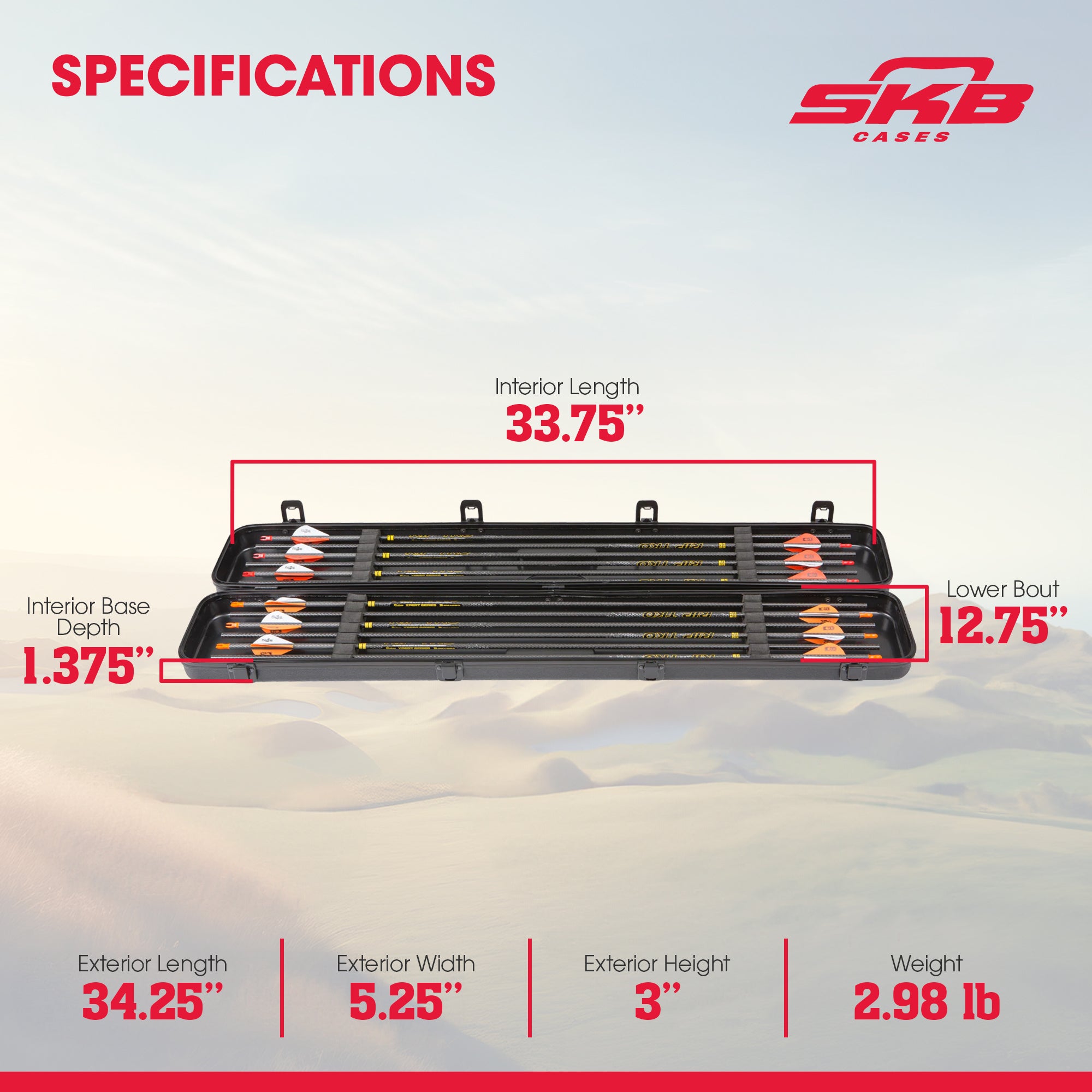 SKB Cases 2SKB-3304 Arrow Case with Hard Plastic Exterior, 33.5 Inch Storage Box - VMInnovations