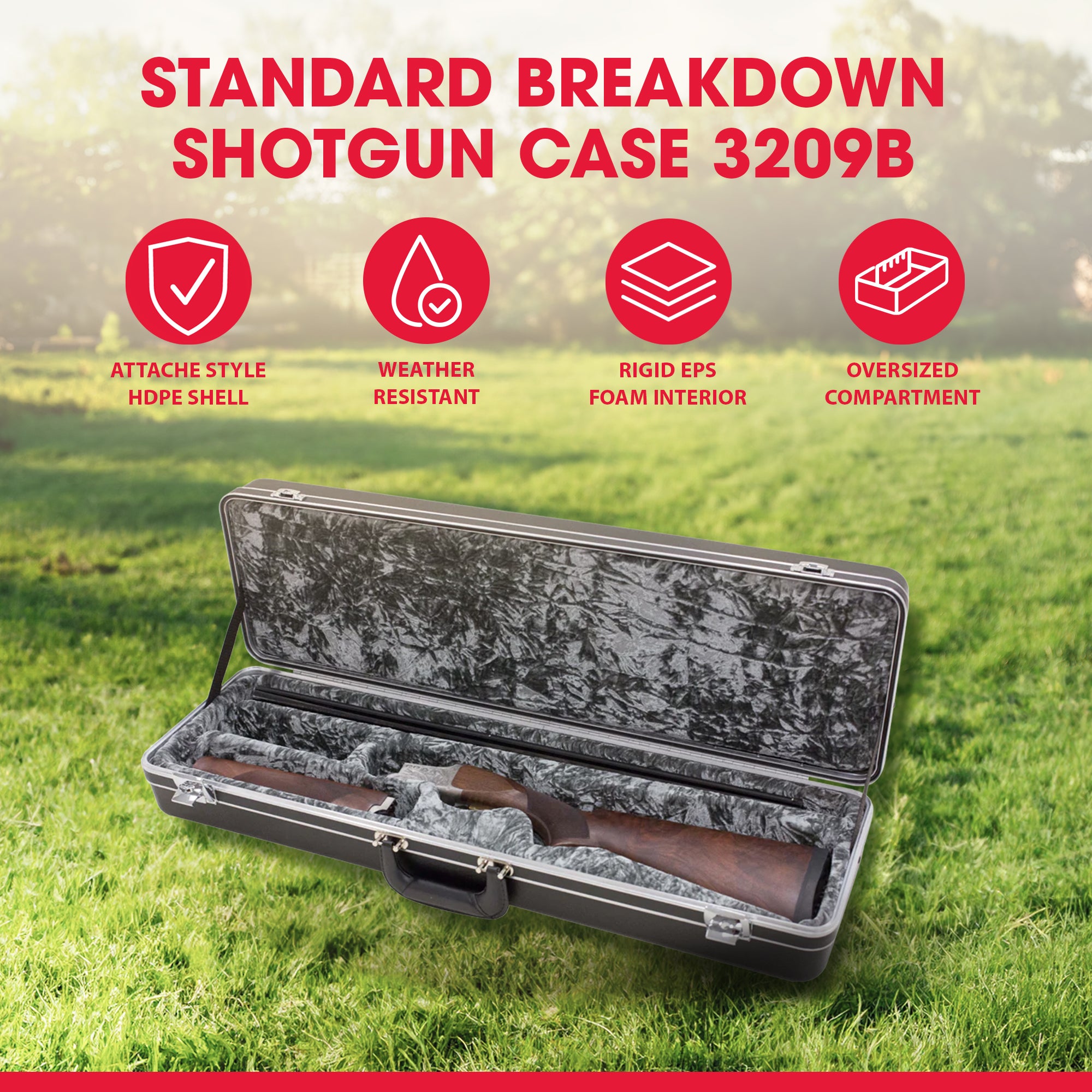 SKB Cases 2SKB-3209B Standard 1 Rec/1 BBL Break-Down Shotgun Case w/ HDPE Shell - VMInnovations