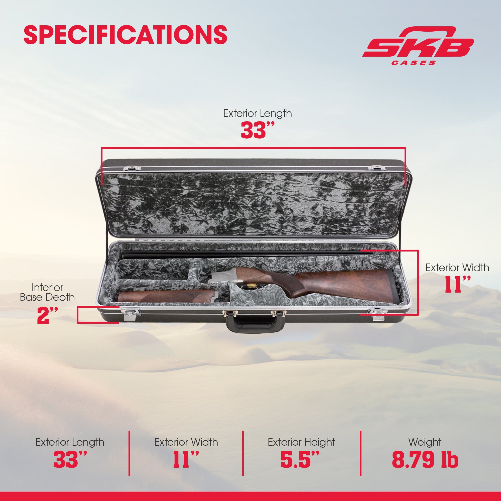 SKB Cases 2SKB-3209B Standard 1 Rec/1 BBL Break-Down Shotgun Case w/ HDPE Shell - VMInnovations