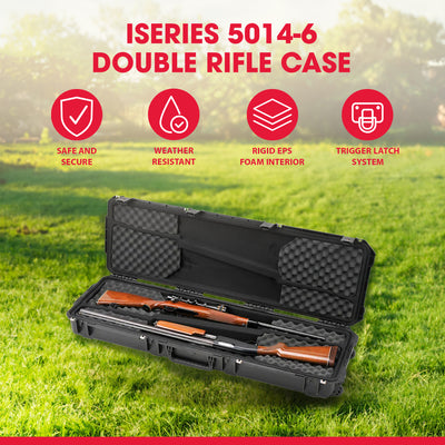 SKB Cases iSeries 3i-5014-DR Double Rifle Case with Hard Plastic Exterior, Black - VMInnovations