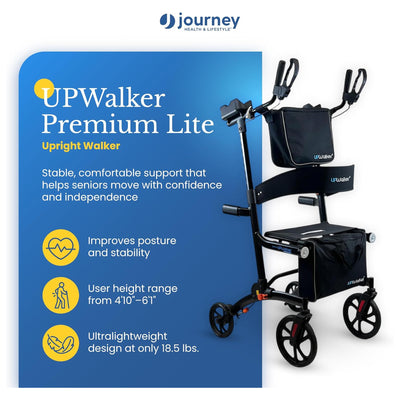 LifeWalker UPWalker EZ Lite Lightweight Upright Rollator Walker for Seniors - VMInnovations