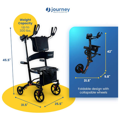 LifeWalker UPWalker EZ Lite Lightweight Upright Rollator Walker for Seniors - VMInnovations
