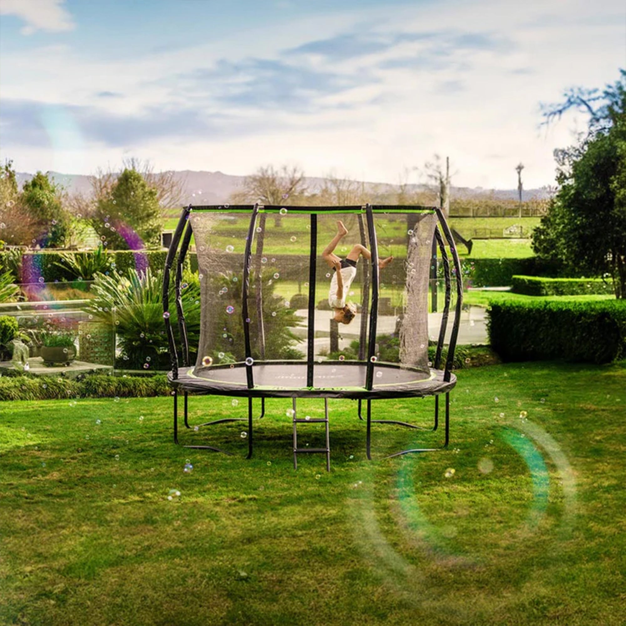 Jumpflex FLEX 10' Trampoline, Outdoor Play Equipment with PROJAM Basketball Hoop