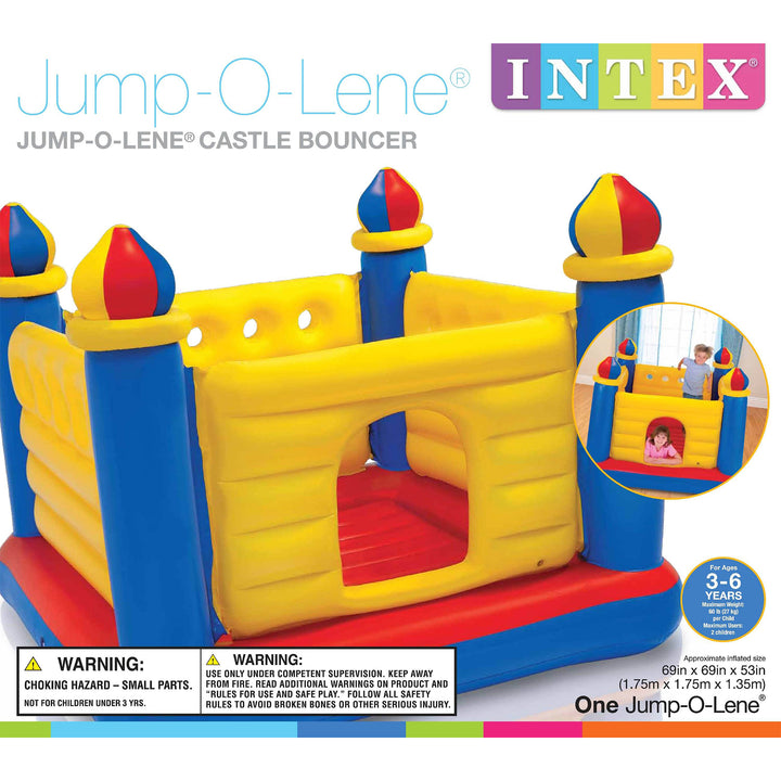 Intex Inflatable Jump O Lene Ball Pit Outdoor Castle Bouncer w/ 100 Play Balls