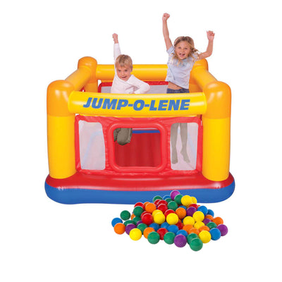 Intex Inflatable Jump-O-Lene Ball Pit Bouncer Bounce House w/ 100 Play Balls