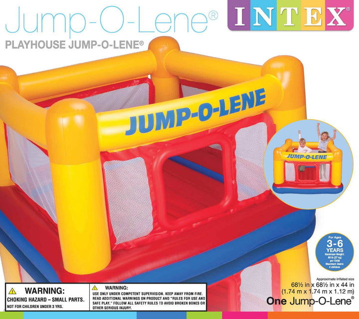 Intex Inflatable Jump-O-Lene Ball Pit Bouncer Bounce House w/ 100 Play Balls