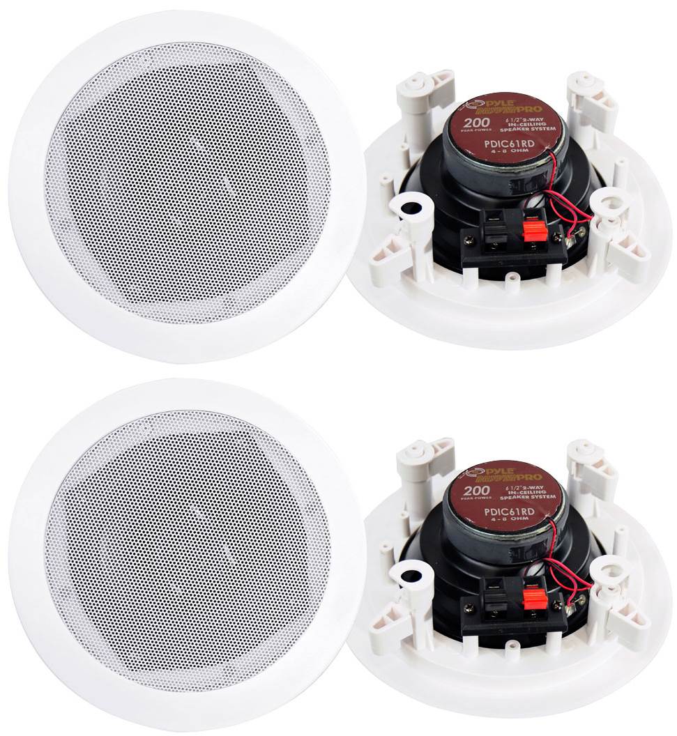 4) New PYLE PRO PDIC61RD 6.5'' White 400W 2-Way In-Ceiling/Wall Speakers System - VMInnovations