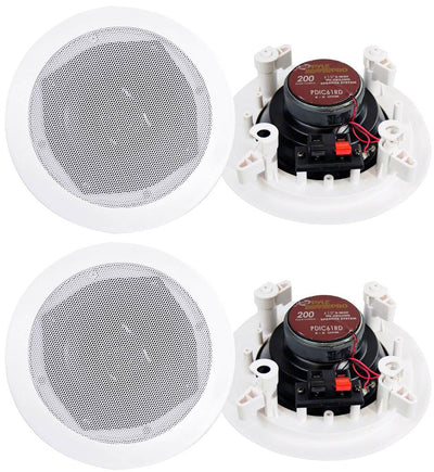 4) New PYLE PRO PDIC61RD 6.5'' White 400W 2-Way In-Ceiling/Wall Speakers System - VMInnovations