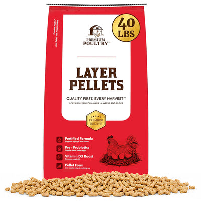 Premium Poultry Layer Pellets for Laying Hens, 16% Protein Blend Feed (Open Box)