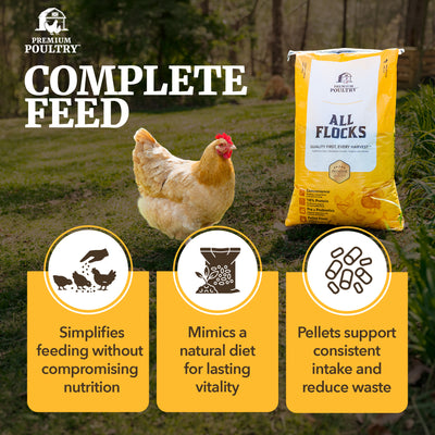 Premium Poultry All Flocks Feed Pellets, 18% Protein for Mixed Flocks, 2000 lbs