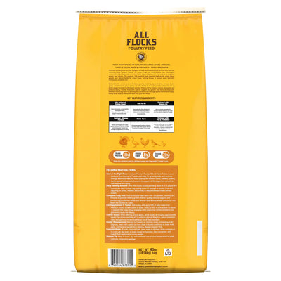 Premium Poultry All Flocks Feed Pellets, Protein for Mixed Flocks, 40 lb, 2 Pack