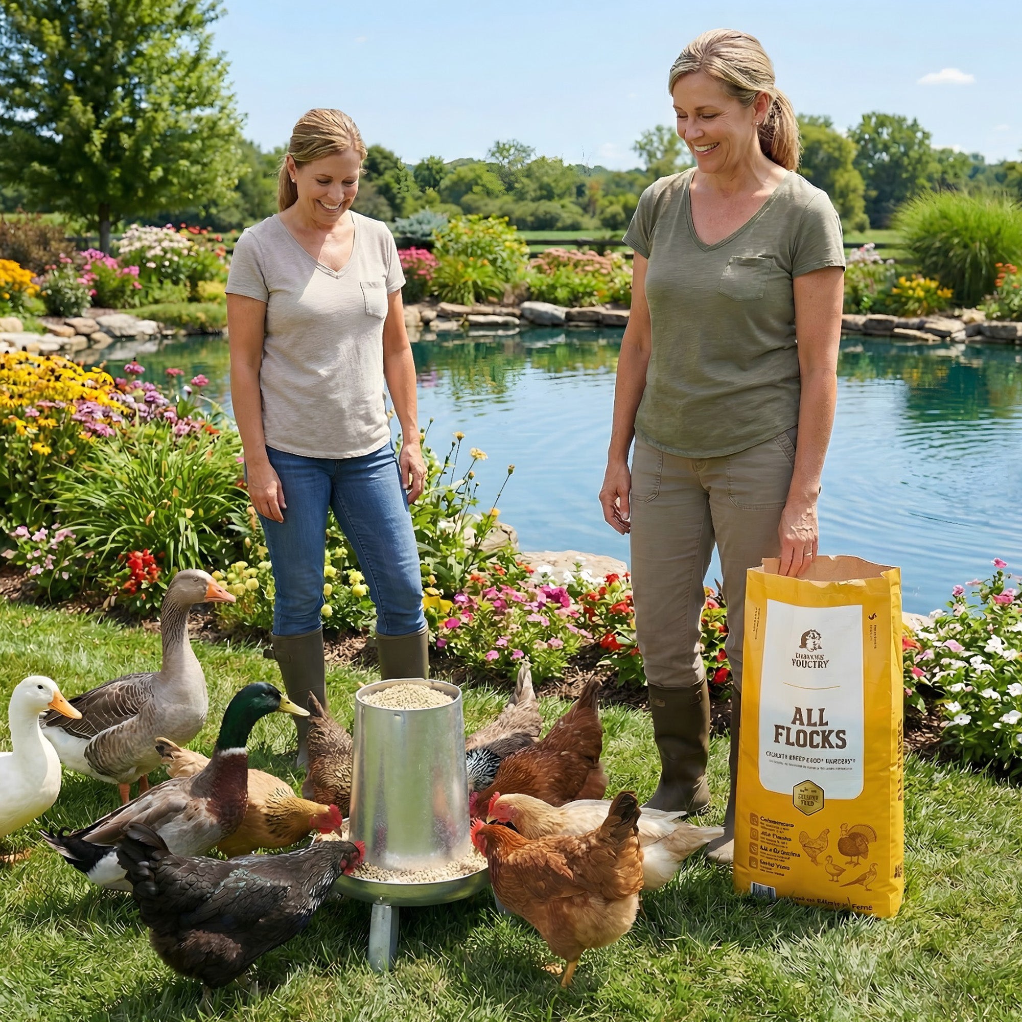 Premium Poultry All Flocks Feed Pellets, 18% Protein for Mixed Flocks, 2000 lbs