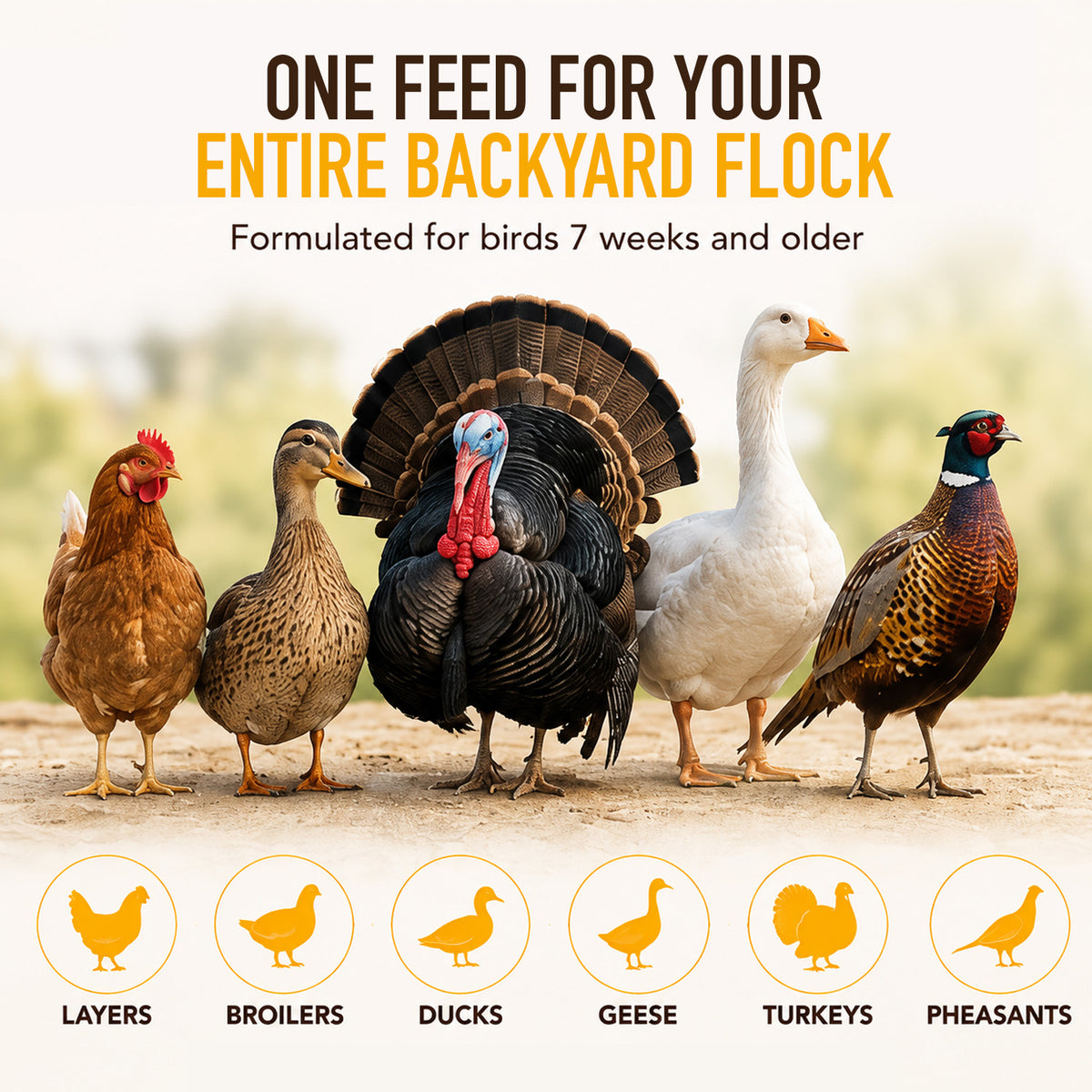 Premium Poultry All Flocks Feed Pellets, 18% Protein for Mixed Flocks, 40 Pounds - VMInnovations