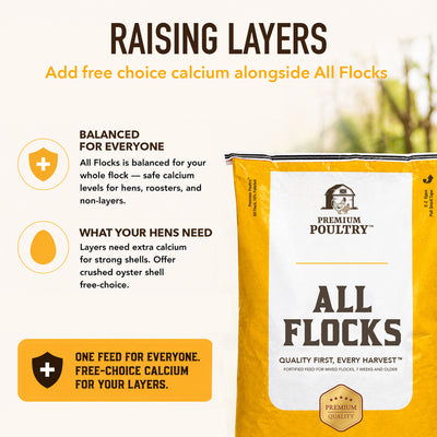 Premium Poultry All Flocks Feed Pellets, 18% Protein for Mixed Flocks, 40 Pounds - VMInnovations