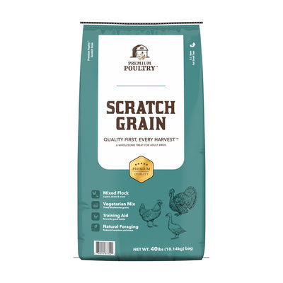 Premium Poultry Scratch Grain for Adult Chickens, Ducks, and Turkeys, 80 Pounds