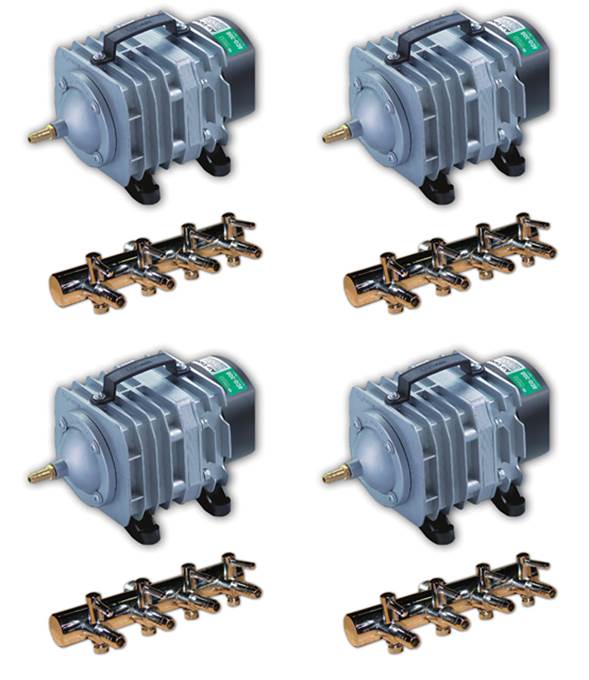 Active Aqua AAPA45L 45 LPM Electrical Air Pump w/ 6 Outlets, (4 Pack) - VMInnovations