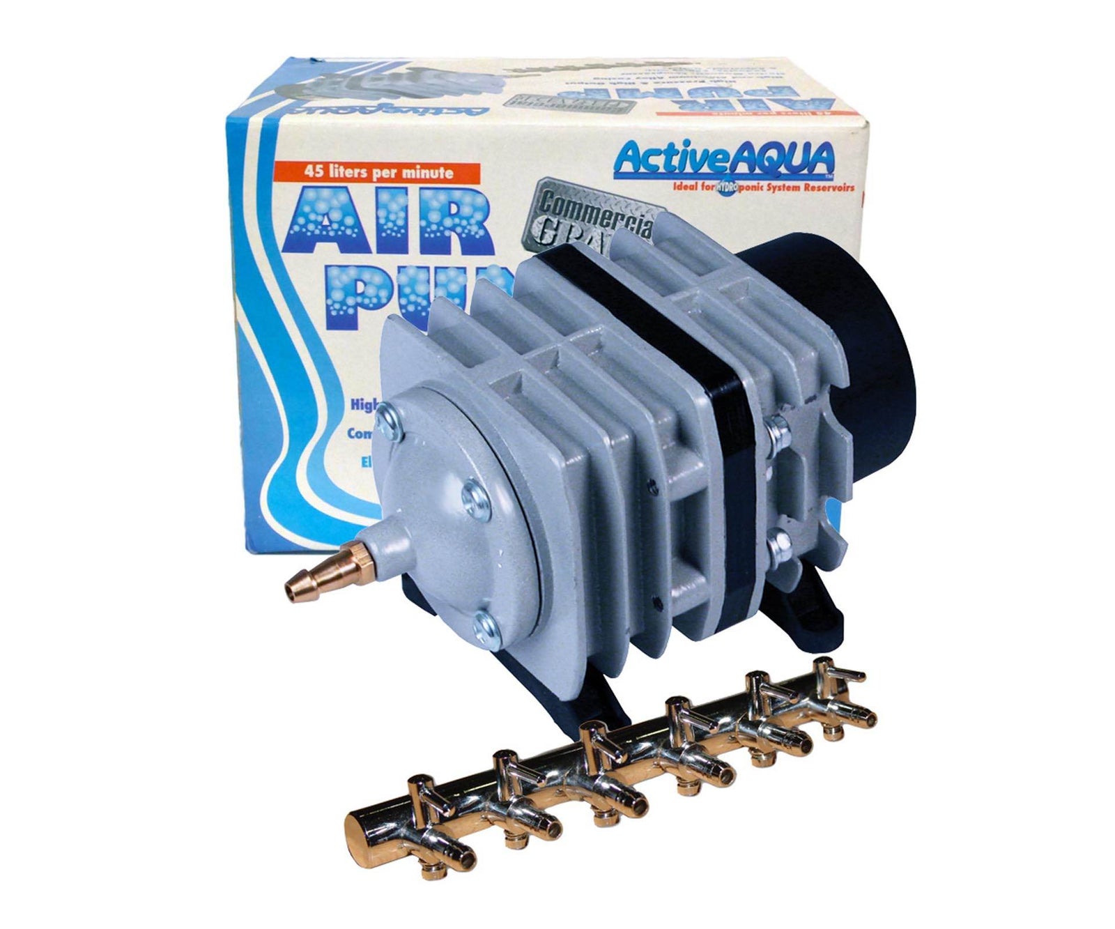 Active Aqua AAPA45L 45 LPM Electrical Air Pump w/ 6 Outlets, (4 Pack) - VMInnovations
