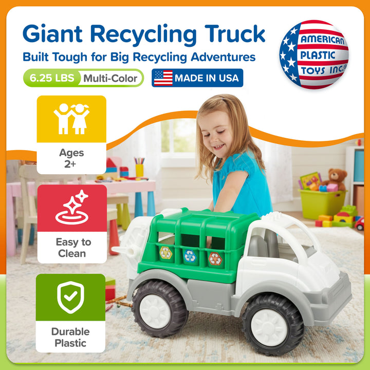 American Plastic Toys Giant Recycling Truck Toy for Kids Ages 2 Years and Up - VMInnovations
