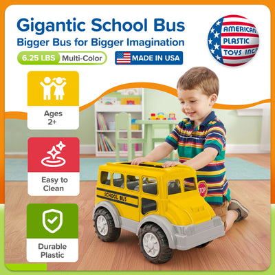 American Plastic Toys Gigantic School Bus Toy for Kids Ages 2 Years and Up - VMInnovations