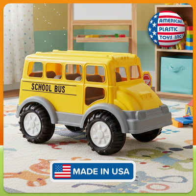 American Plastic Toys Gigantic School Bus Toy for Kids Ages 2 Years and Up - VMInnovations