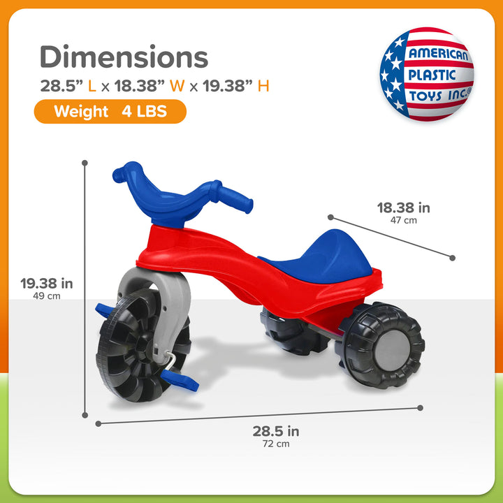 American Plastic Toys Super Trike, Kids' Ride On Tricycle with Storage Seat - VMInnovations