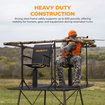 Muddy Ground Blind Platform, 65"L x 65"W Steel Outdoor Hunting Trap (Open Box)