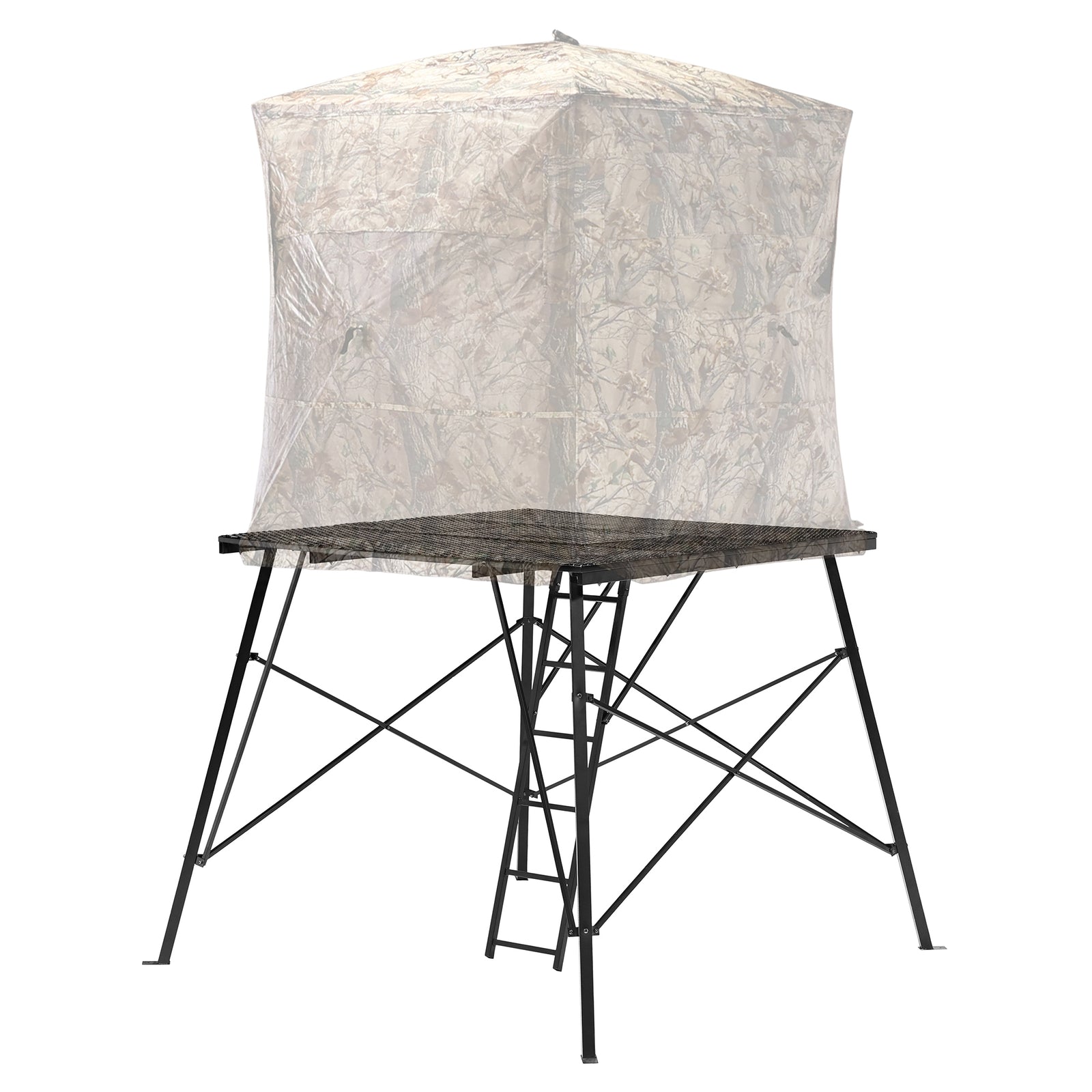 Muddy Ground Blind Platform, 65"L x 65"W Steel Outdoor Hunting Trap Door, Black - VMInnovations