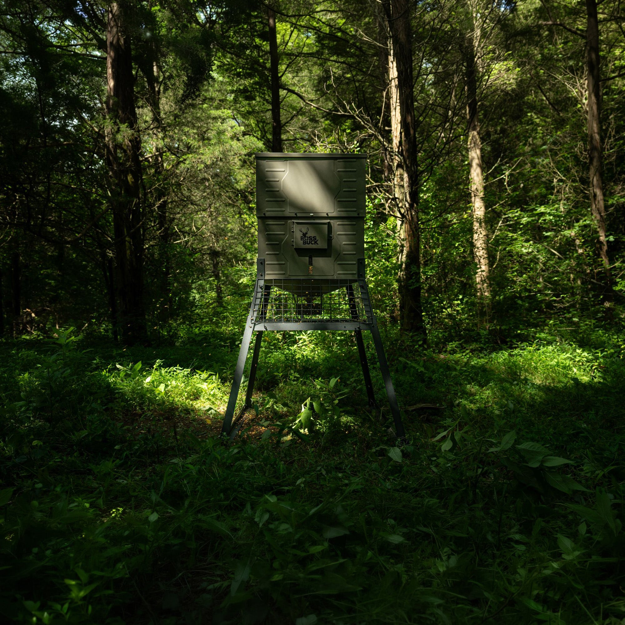 Boss Buck Stand & Fill Sled Feeder with Evolution Spin Plate, 300 Pound Capacity - VMInnovations